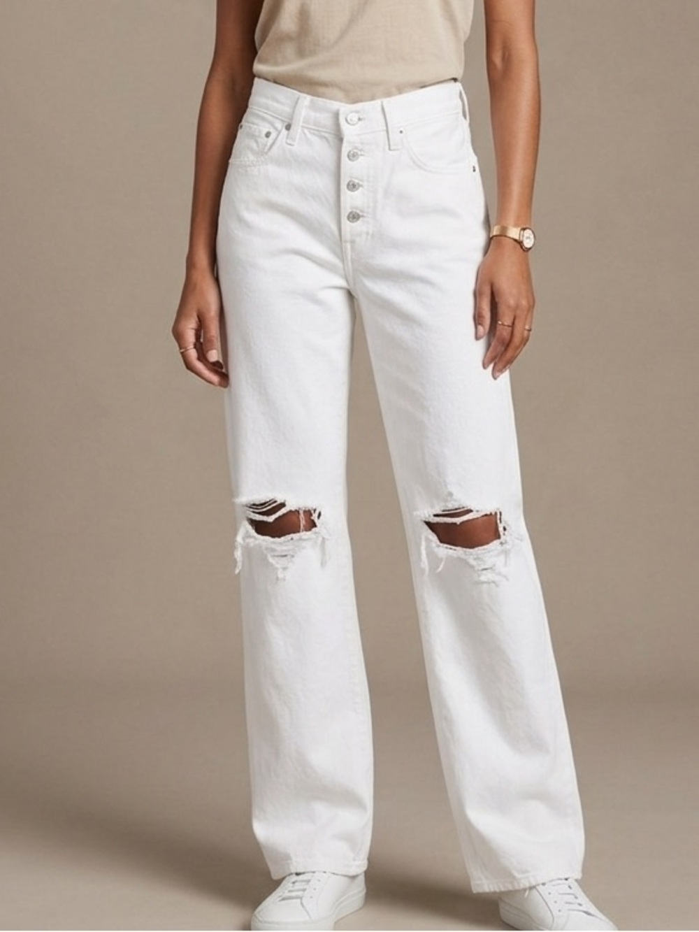 Citizens of Humanity Annina Jeans 26 US 2/4 White distressed Knee Wide Leg 1925